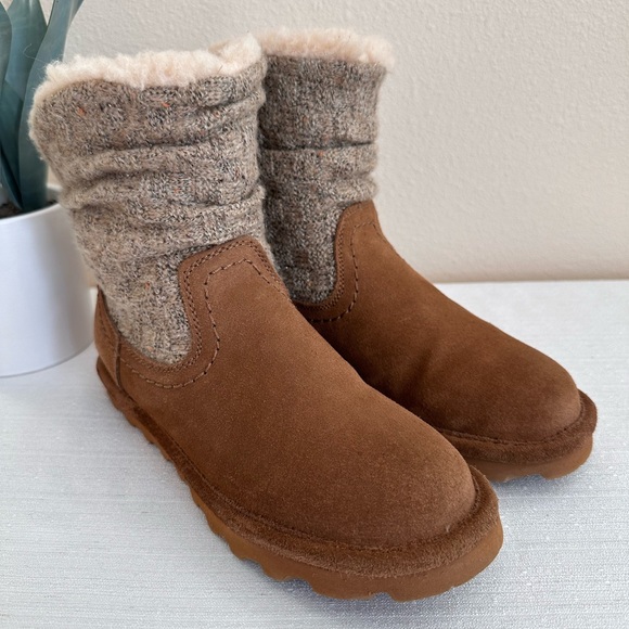 BearPaw Shoes - BearPaw Tan Suede/Sweater Fur Insulated Weatherproof Boots Women’s 7